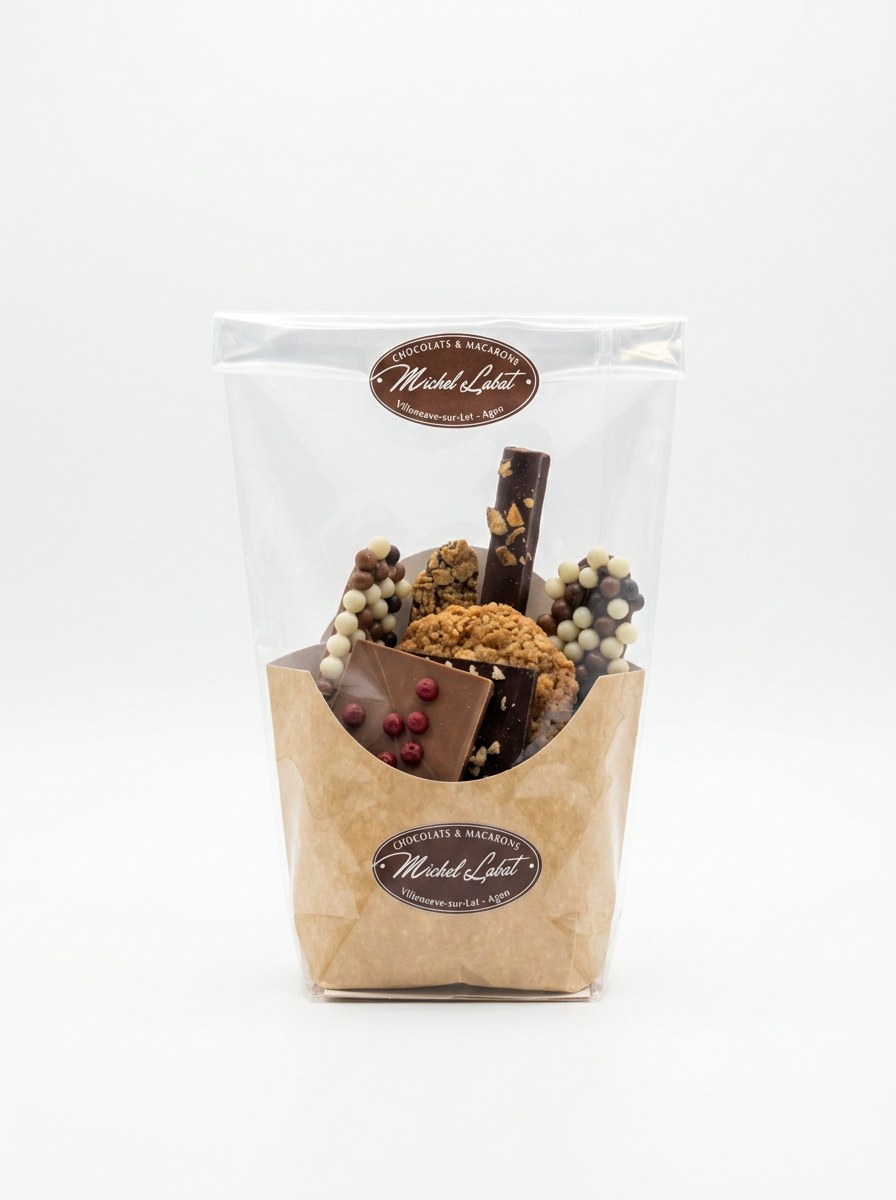Chocolats artisanaux Michel Labat — Assortiments de spécialités(croquants,
rochers, languettes craquantes, palais framboise)