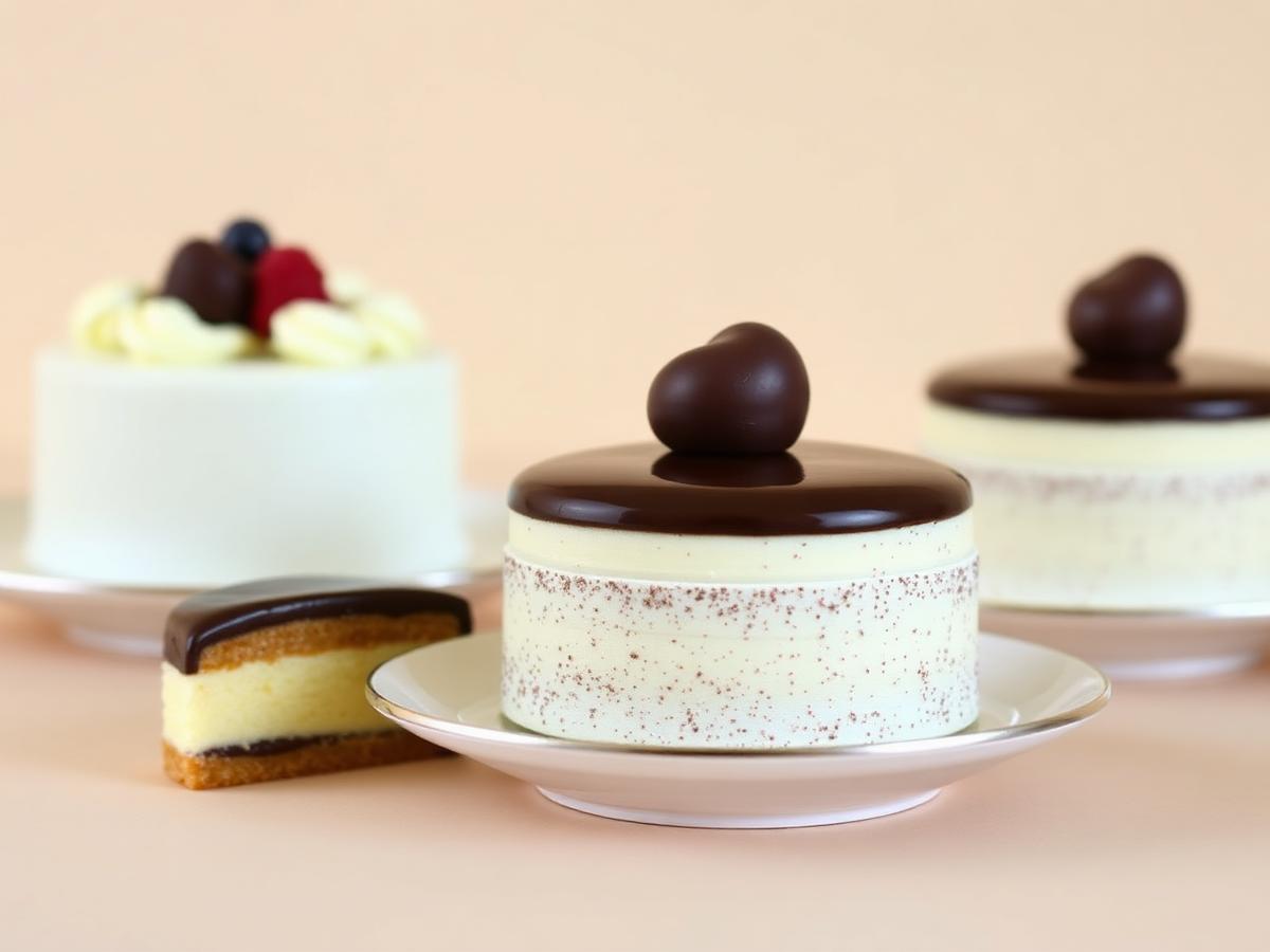 Entremet chocolat (6 pers.) — Biscuit moelleux et mousse chocolat noir.